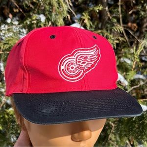 Vintage 90s Detroit Red Wings 🏒 Logo Athletic snapback hat baseball cap NHL